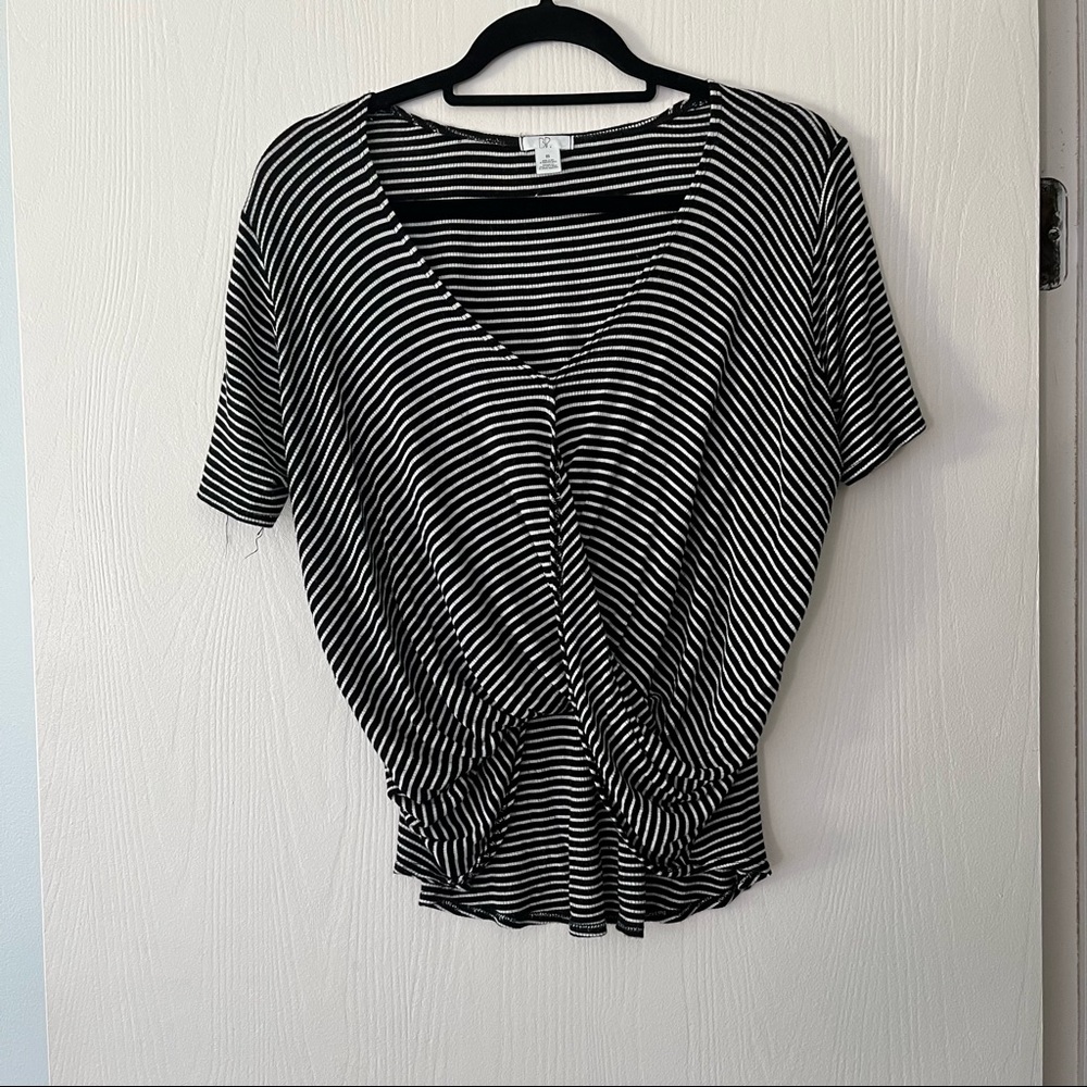 BP. Striped Draped Top